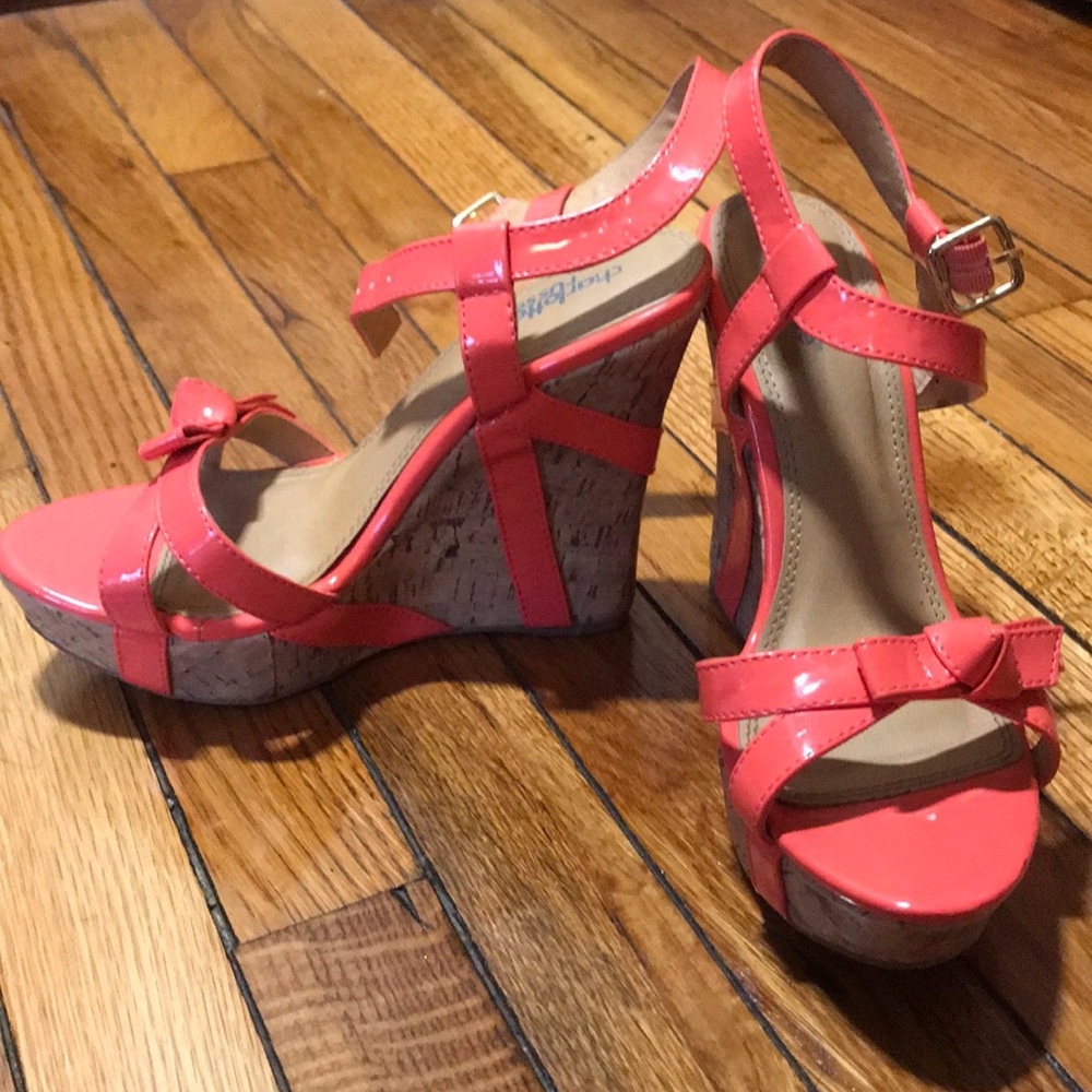 Coral Summer Wedges